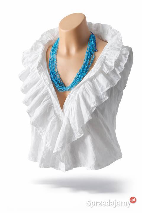 Naszyjnik wielorzędowy z koralików niebieski Trzebinia