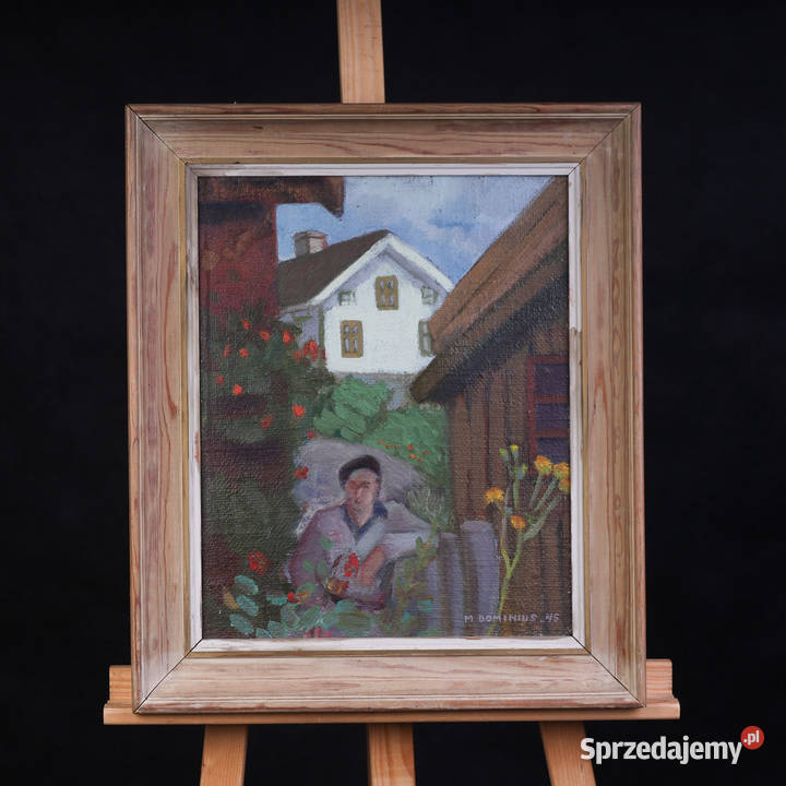 ARTexpert Obraz olejny na płótnie wiejska scena zachodniopomorskie Dobrzany