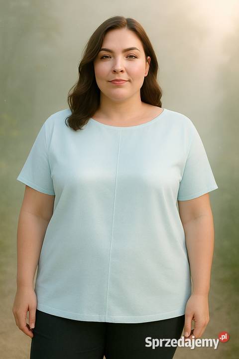 Bluzka bawełniana damska ParaMI Z BŁYSKIEM niebieski Wieluń