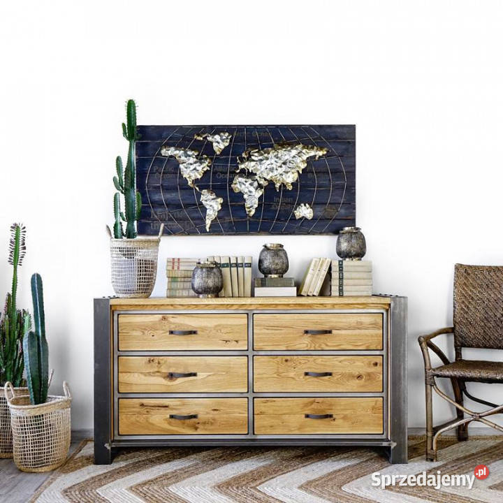 Obraz metalowy 3D LOFT MAPA ŚWIATA 1 120x60 Wyposażenie wnętrz świętokrzyskie Chmielnik