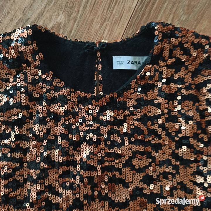 ZARA SUKIENKA Z CEKINAMI 36S ZŁOTA