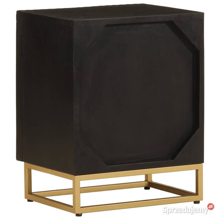 Szafka nocna czarna 40x30x50 lite drewno mango i
