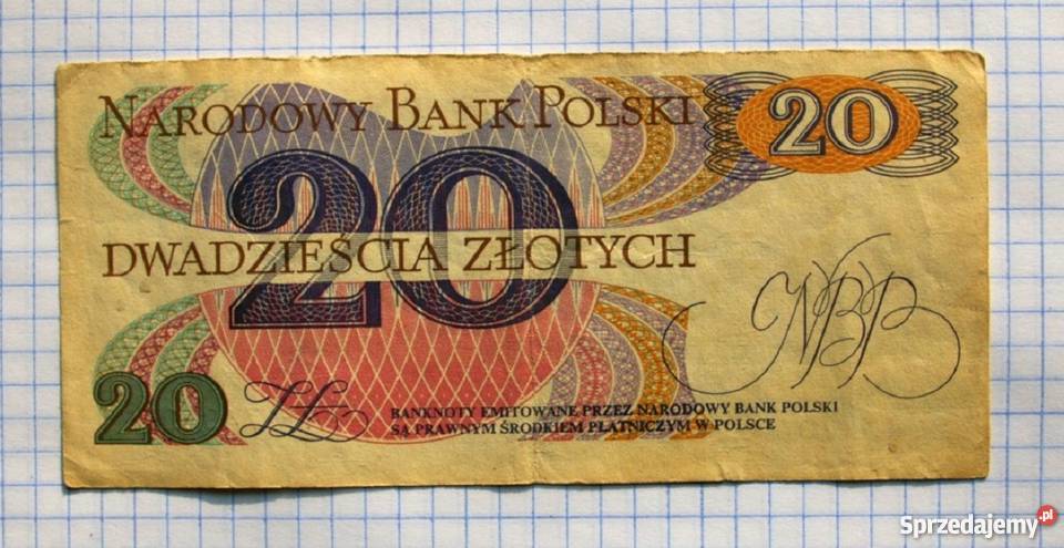 BANKNOT 20 ZŁOTYCH 1982 POLSKA R TRAUGUTT