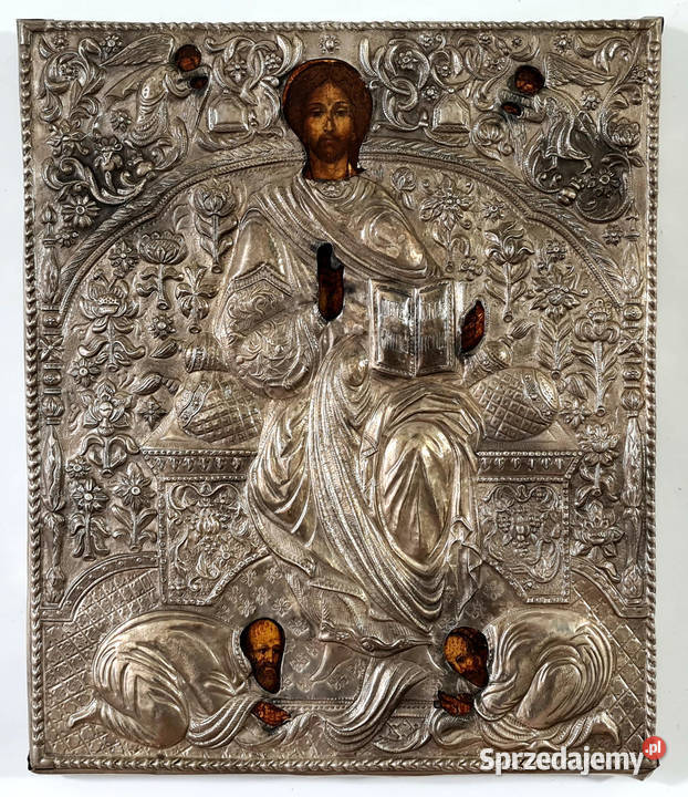 Ikona Jezus Chrystus Pantokrator srebro 159 Malarstwo Warszawa