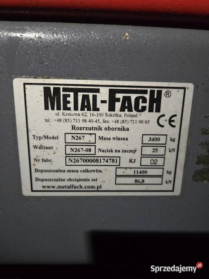 MetalFach N267 Rozrzutnik obornika 8 ton Szołtany
