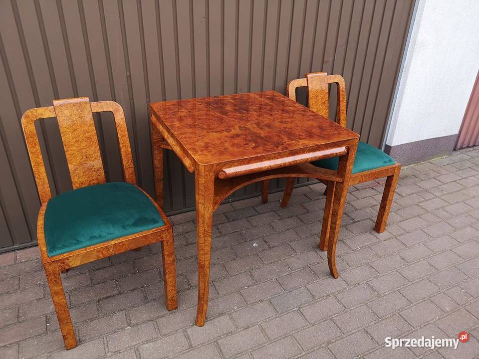 Stół Krzesła Komplet ARTDECO Unikat Politura Antyki, Sztuka, Kolekcje Swarzędz
