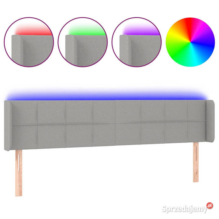 Zagłówek do łóżka z LED jasnoszary 163x16x7888
