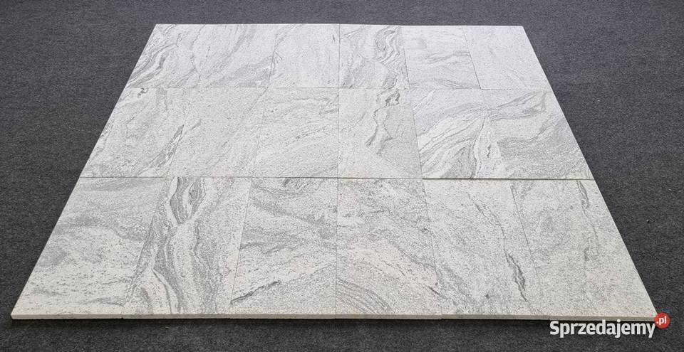 Płytki granit Viscount White płomieniowane taras Bielawa