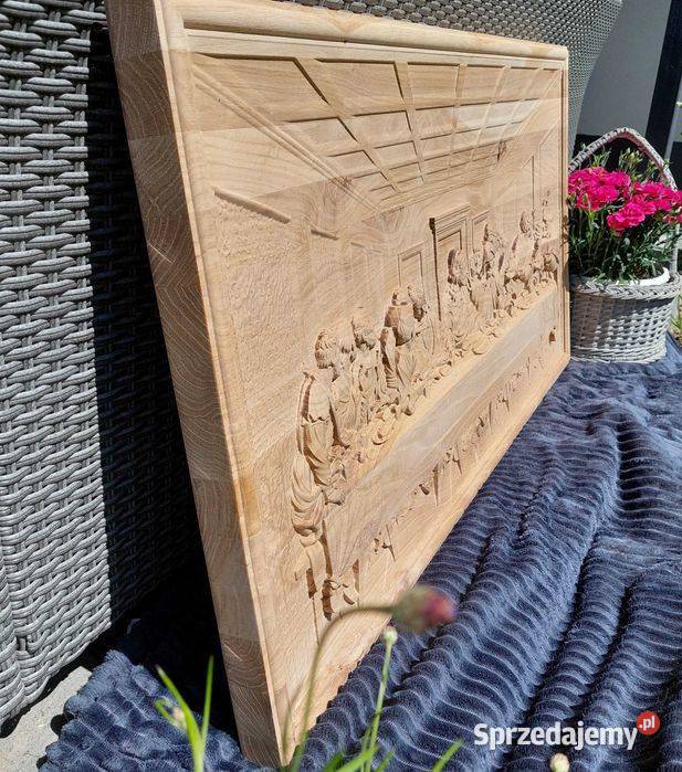 Ostatnia Wieczerza Płaskorzeźba w Drewnie