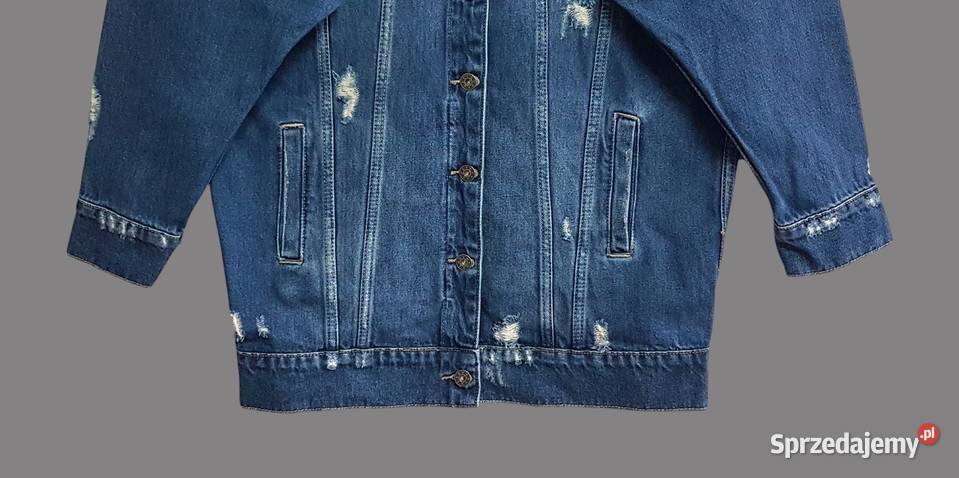 Damska długa kurtka jeansowa katana granatowa Chrzanów