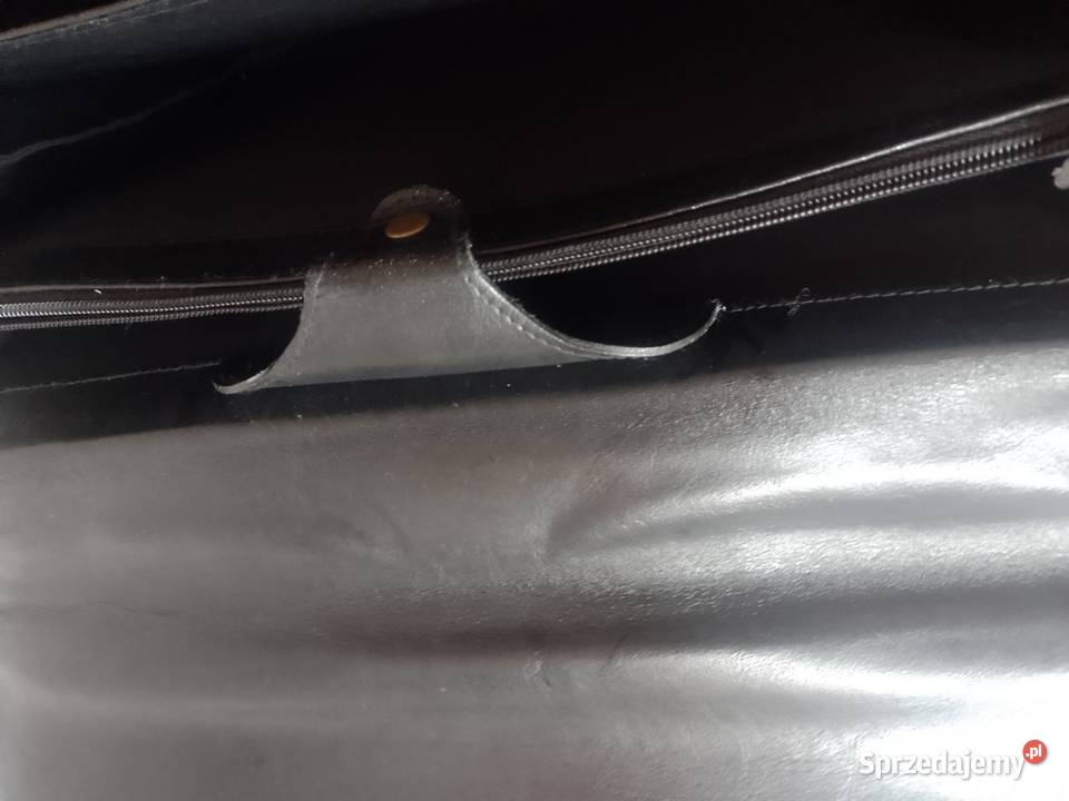 Real Leather Skórzana teczka aktówka torba do czarny Torby i torebki Kraków