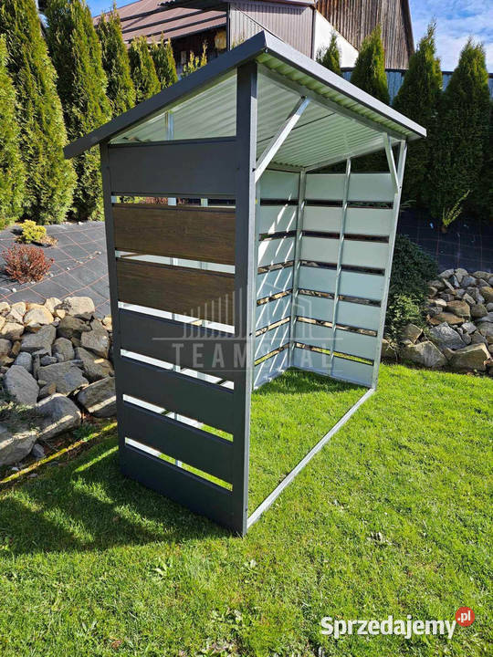 Wiata śmietnikowa otwarta drewutnia spad tył