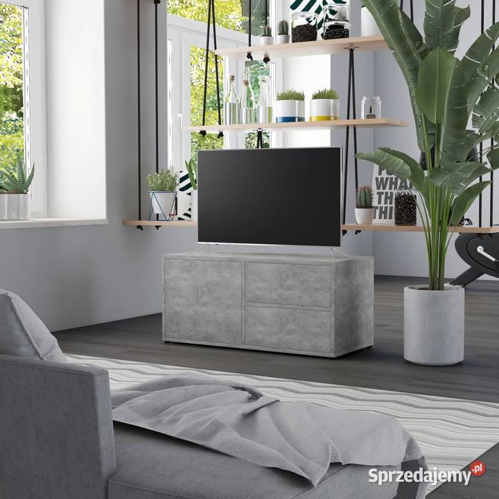 vidaXL Szafka pod TV, szarość betonu, 80x34x36 cm (801854)