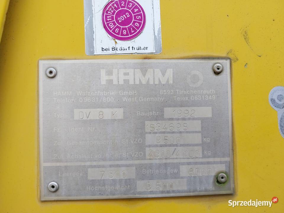 walec drogowy samojedny HAMM nie sprzedam