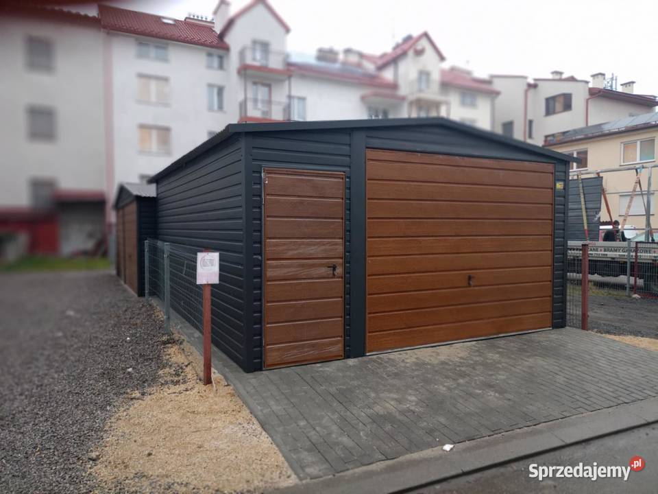 Garaż Blaszany dwuspadowy 4x6m w kolorze Ciemny Zielona Góra