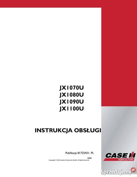 Instrukcja Case JX70U JX80U JX90U JX100U JX JXU Szamotuły