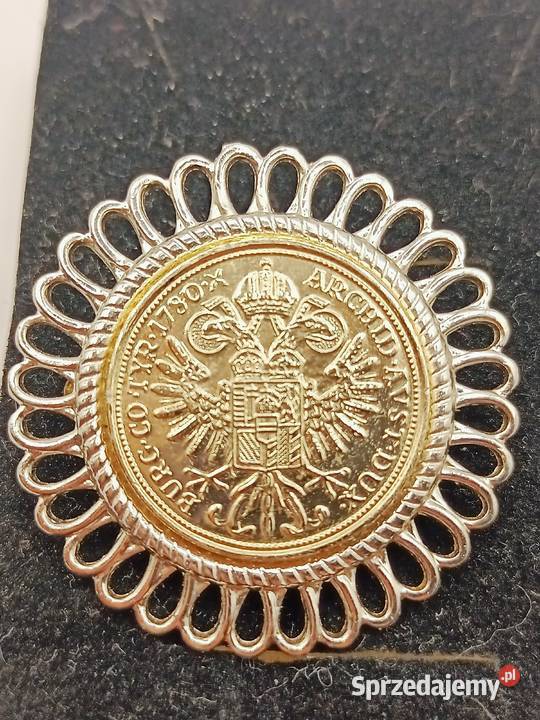 BIŻUTERIA BROSZKA PIĘKNA MONETA KWIAT Uniseks Zamość