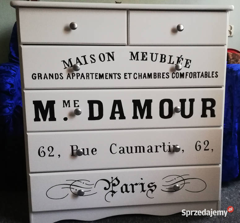 Komoda sosnowa biała renowacji styl vintage 37.2cm Szczecin