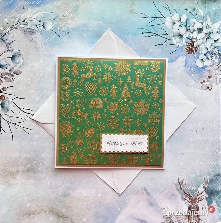 Kartka świąteczna ręcznie robiona z kopertą