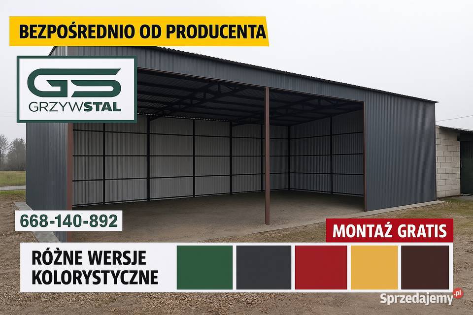 Garaż Blaszany Otwarty Wiata Konstrukcja Stalowa Brzesko