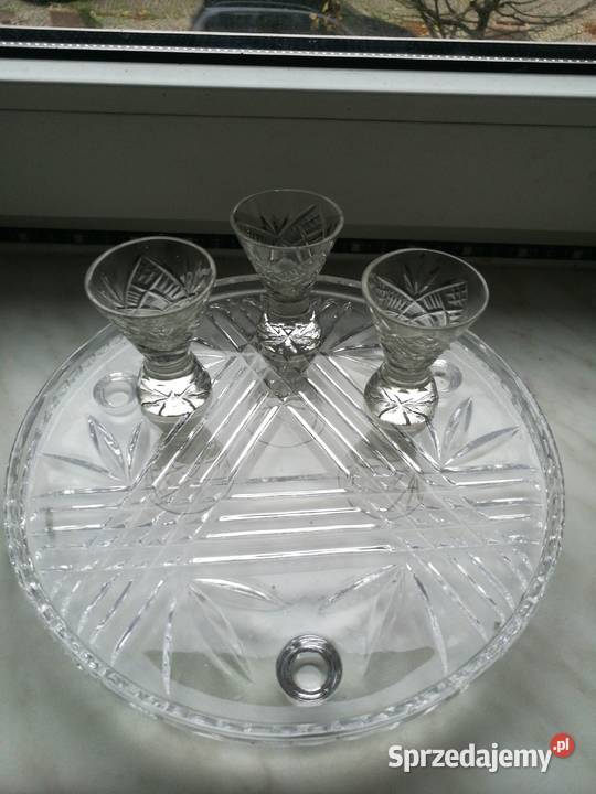 Kryształowa okrągła taca prl