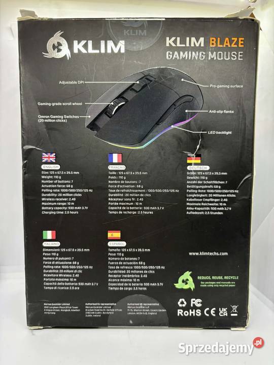 Mysz Bezprzewodowa KlimBlaze Gaming RGB Elbląg