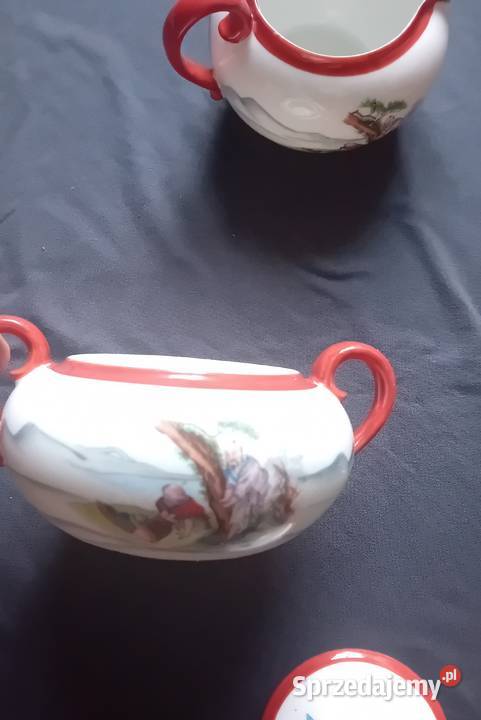 Zestaw cukiernica mlecznik porcelana styl Koźminek
