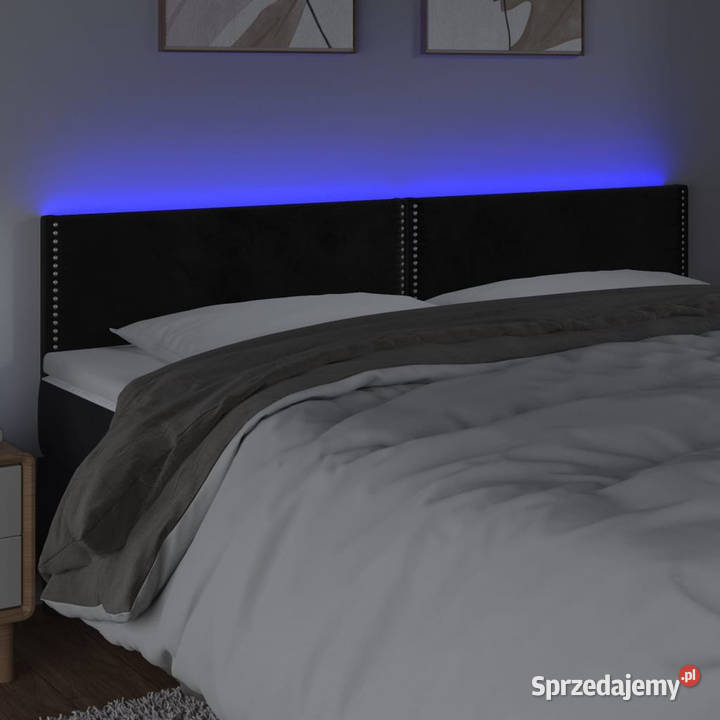 Zagłówek do łóżka z LED czarny 160x5x7888 Ramy i stelaże Warszawa