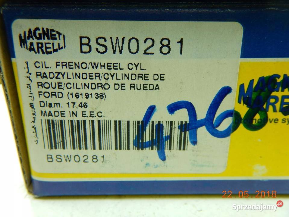 Cylinderek hamulcowy tył FORD FIESTA II 1016D