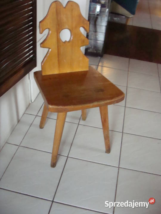 krzesło góralskie ciężkie lite drewno PRL Antyki, Sztuka, Kolekcje Wrocław