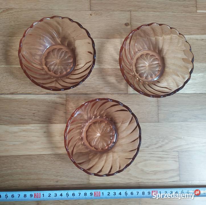 315 SALATERKI szklane 3 RETRO Stylówka 3 sztuk łódzkie Łódź