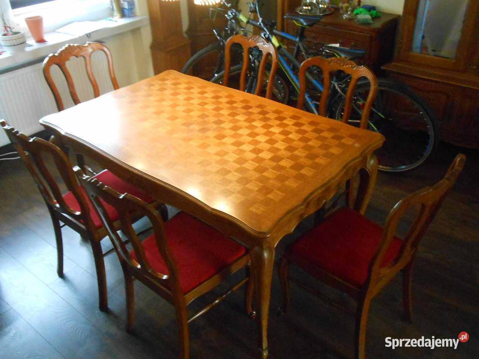 Stół dębowy rozkładany 6 krzeseł wielkopolskie Przeźmierowo