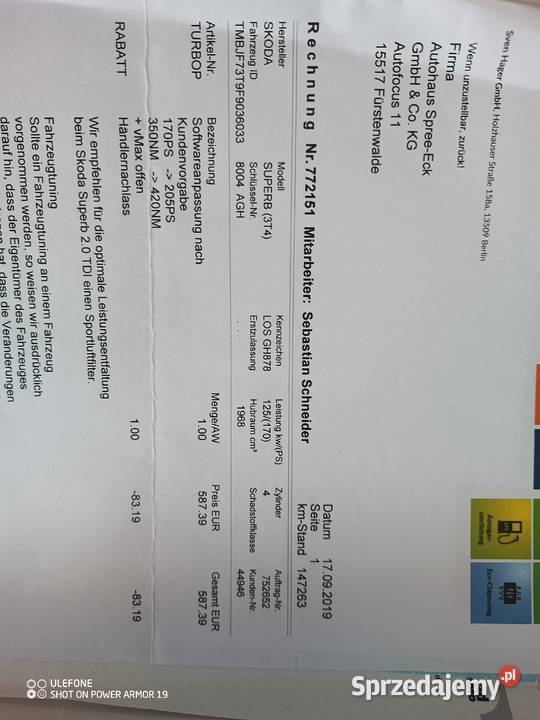 Skoda superb2 2000cm3 Bogatynia