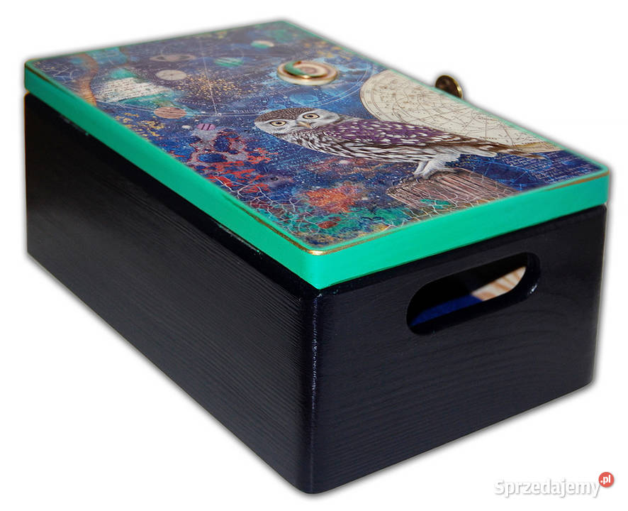 skrzynka drewniana ASTROLOGY OWL sowa KUFEREK Bydgoszcz
