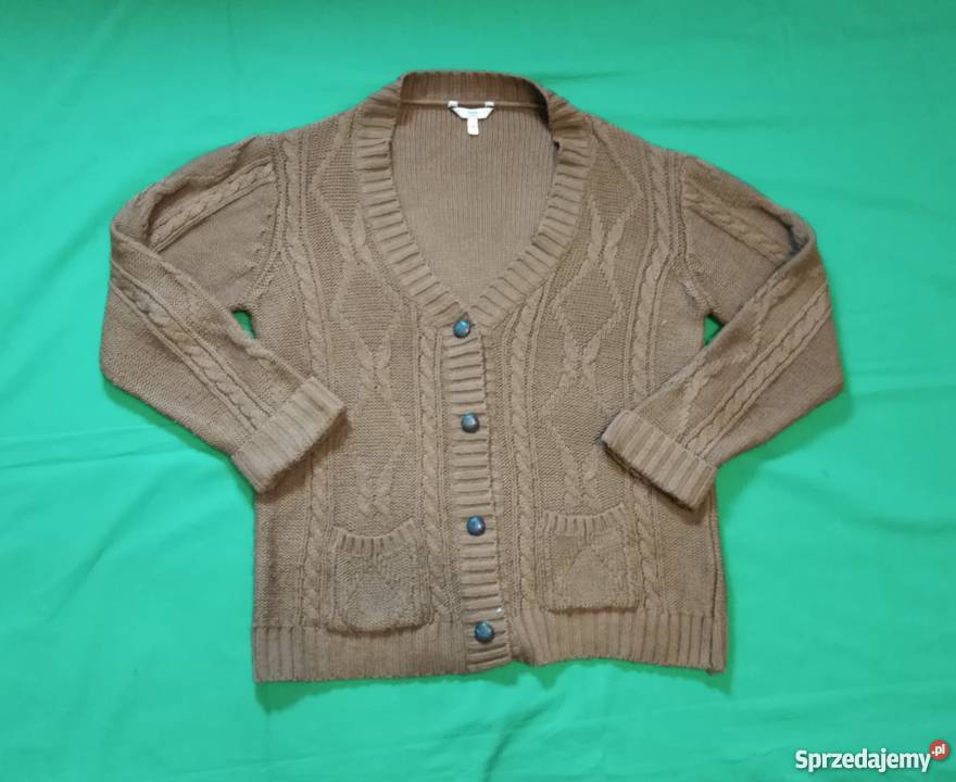 Ciepły gruby rozpinany brązowy sweter marki Look mazowieckie Warszawa