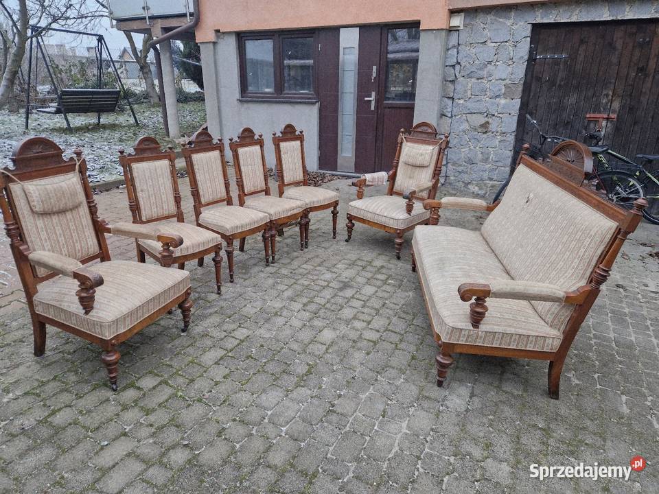 Stary zestaw krzesła fotele ława antyki