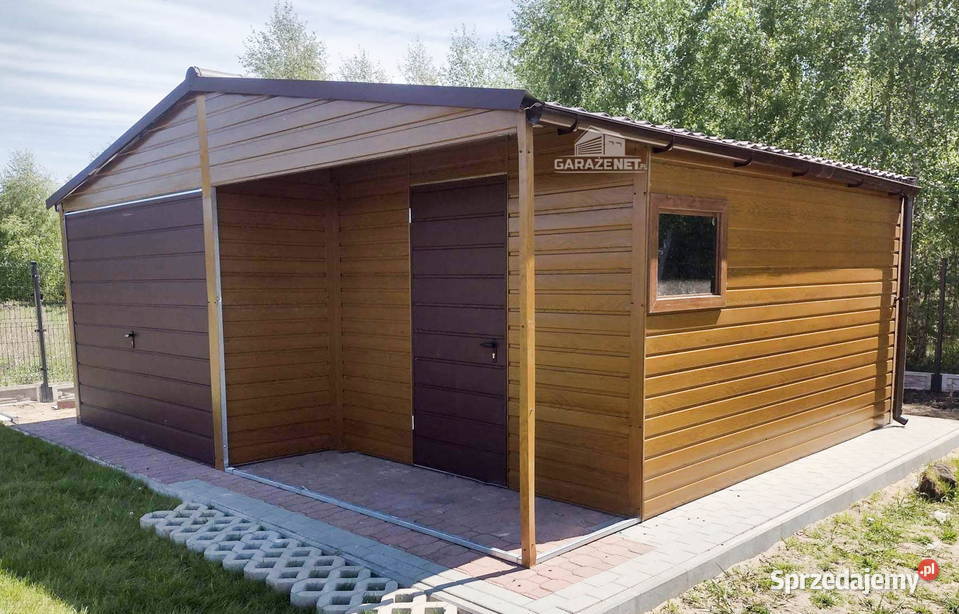GARAŻ BLASZANY 6m x 6m DWUSPAD BRAMA DRZWI OKNO