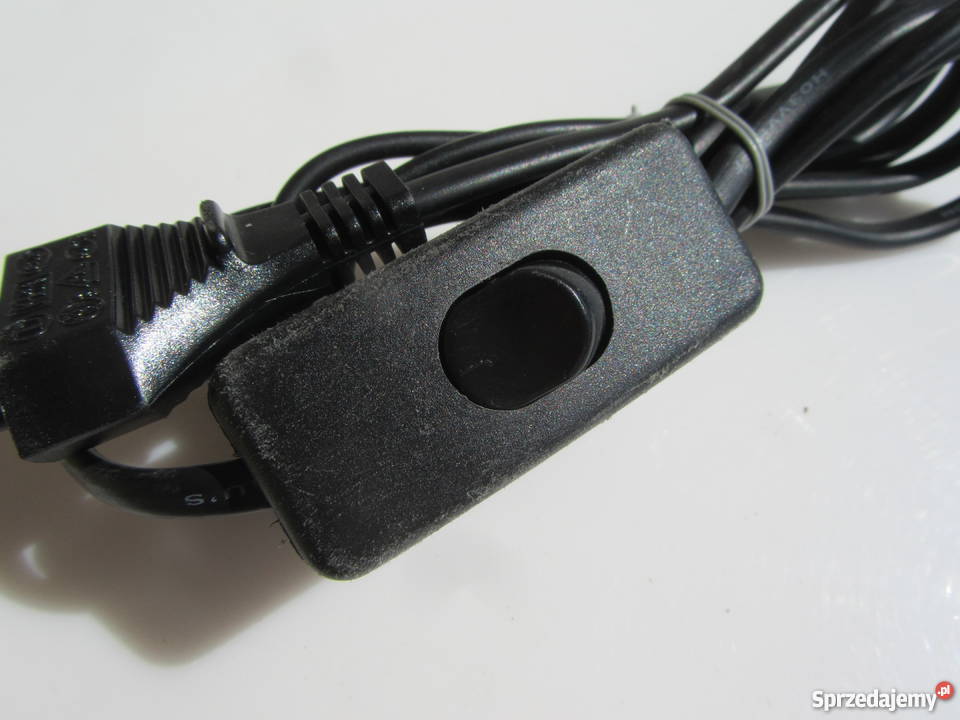 Kabel przewód czarny dwużyłowy z włącznikiem do Olecko
