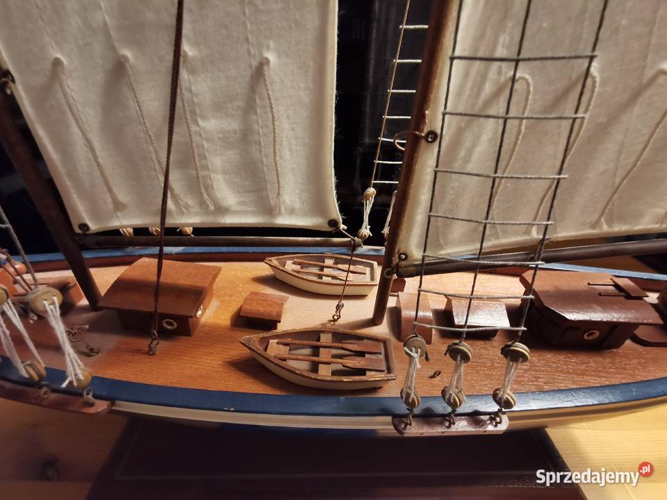 Jacht drewniany model łódka żeglarstwo dekoracja Łódź