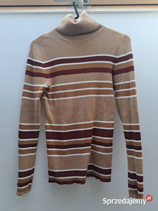 Sweterek w paski z golfem Amisu XS