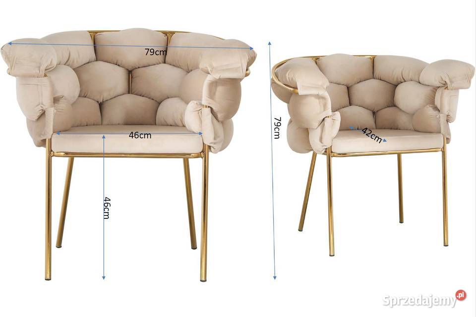Beżowe Krzesło Tapicerowane Ballon Wysyłka 24H 79cm Tarchały Małe sprzedam