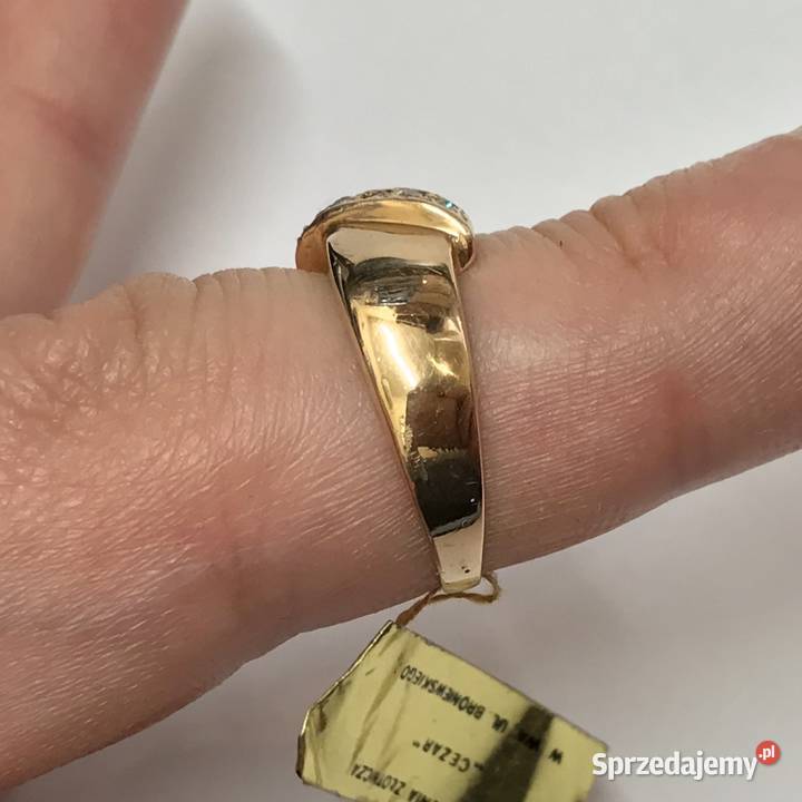 Złoty PIERŚCIONEK 585 14K żółte ZŁOTO kamienie Warszawa