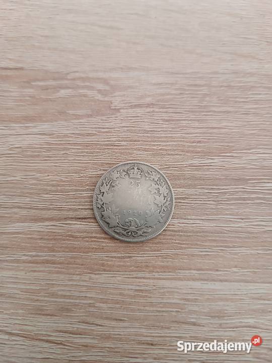Moneta 25 centów 1920 Kanada Srebro Numizmatyka Skierniewice