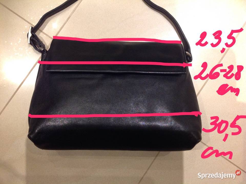 Skórzana Czarna Torebka Damska FANCY na ramię j Nowa Sól