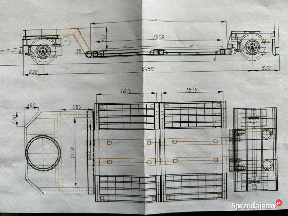niskopodwoziowa EMTECH 2 osiowa PCN 18 TIEFBETT Widełki