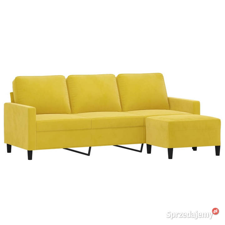 3osobowa sofa z podnóżkiem żółta 180 aksamit Warszawa