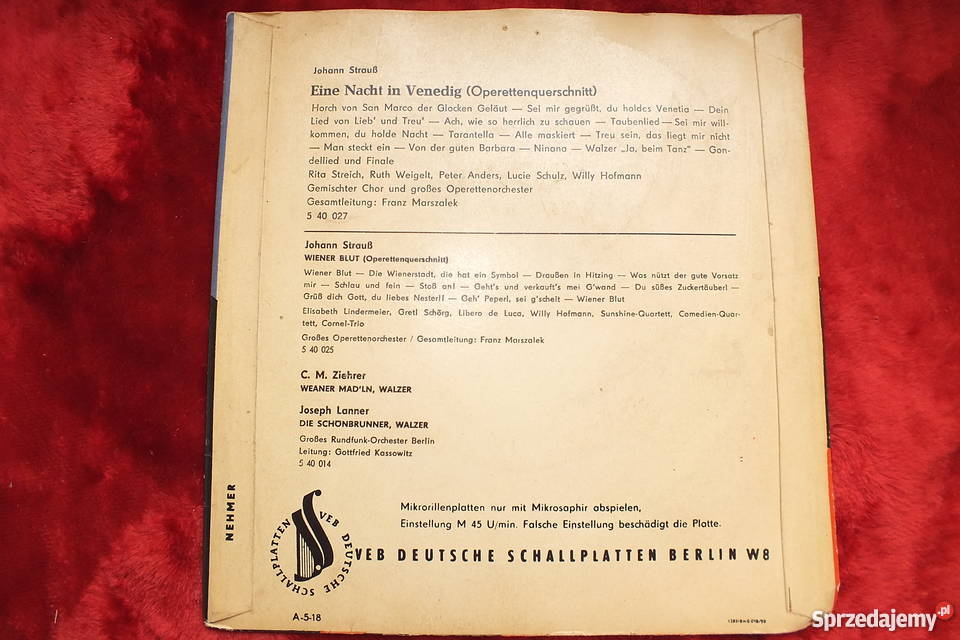 Płyta winylowa szelakowa JStraus musyka płyta winylowa lubuskie Żary sprzedam