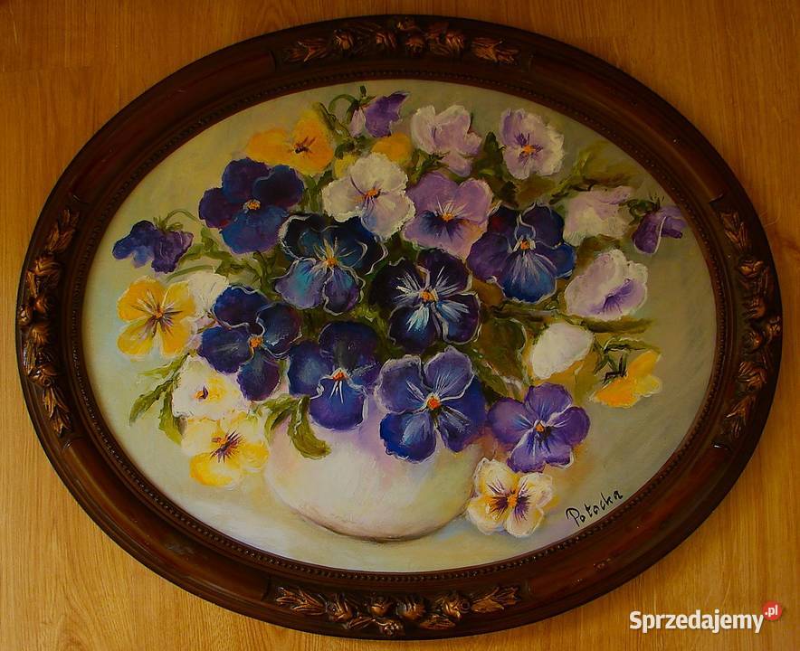 Bratki obraz olejny 5646 w ramie Obrazki i obrazy Radom