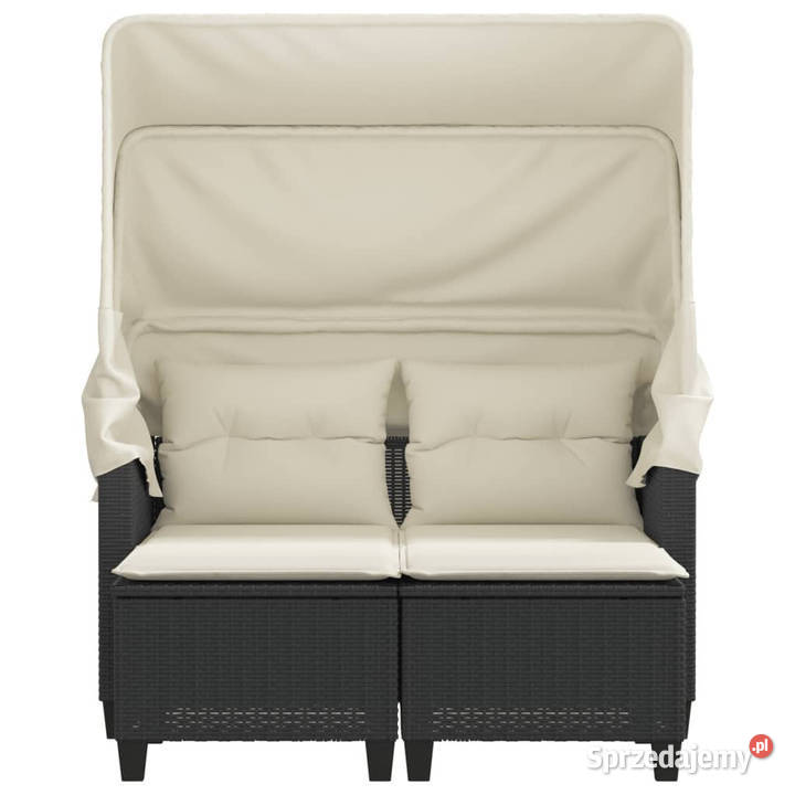 2os sofa ogrodowa z daszkiem i podnóżkami czarna mazowieckie