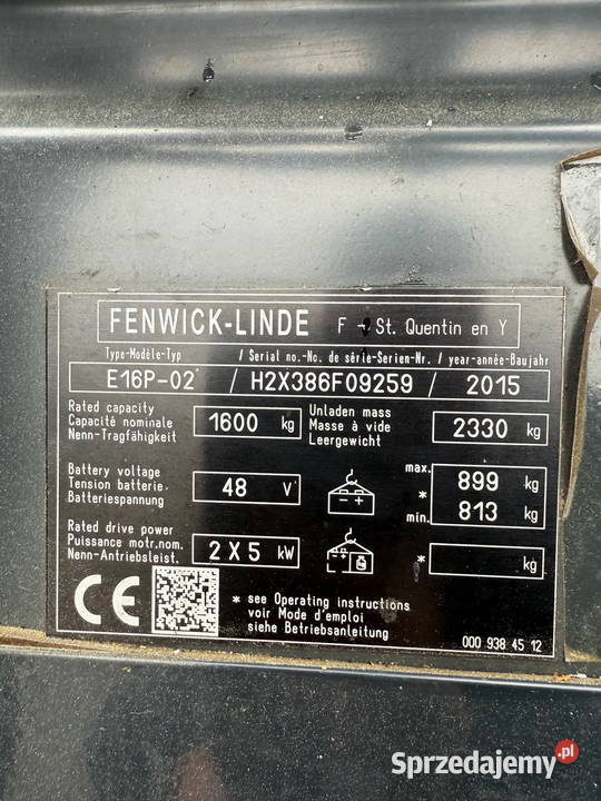 wózek widłowy elektryczny LINDE E16P 2015